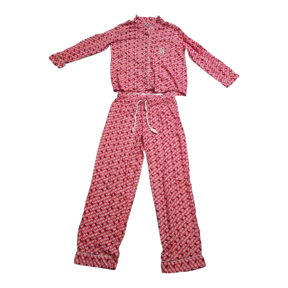 Victoria's Secret Deer 2 Piece Pajamas Pink White Black Size XS